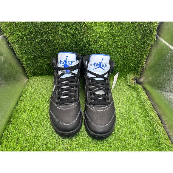 Awake NY x Air Jordan 5 Retro DV4982-004 Athletic Sneaker Mens 9.5 Black Leather main image 5